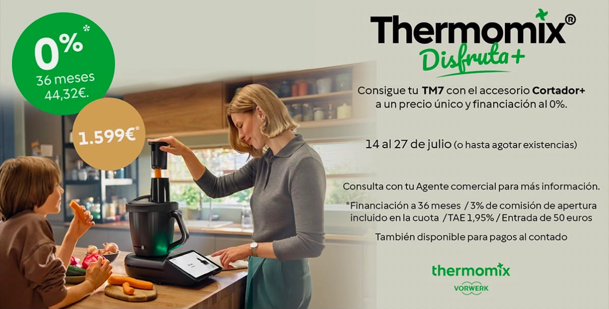 Oferta Thermomix TM7: financiación al 0% y Cortador+ por solo 50 € más