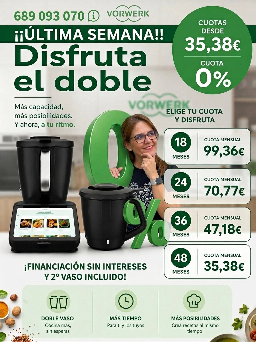 Thermomix® TM7 última semana oferta financiación sin intereses y segundo vaso incluido desde 35€/mes